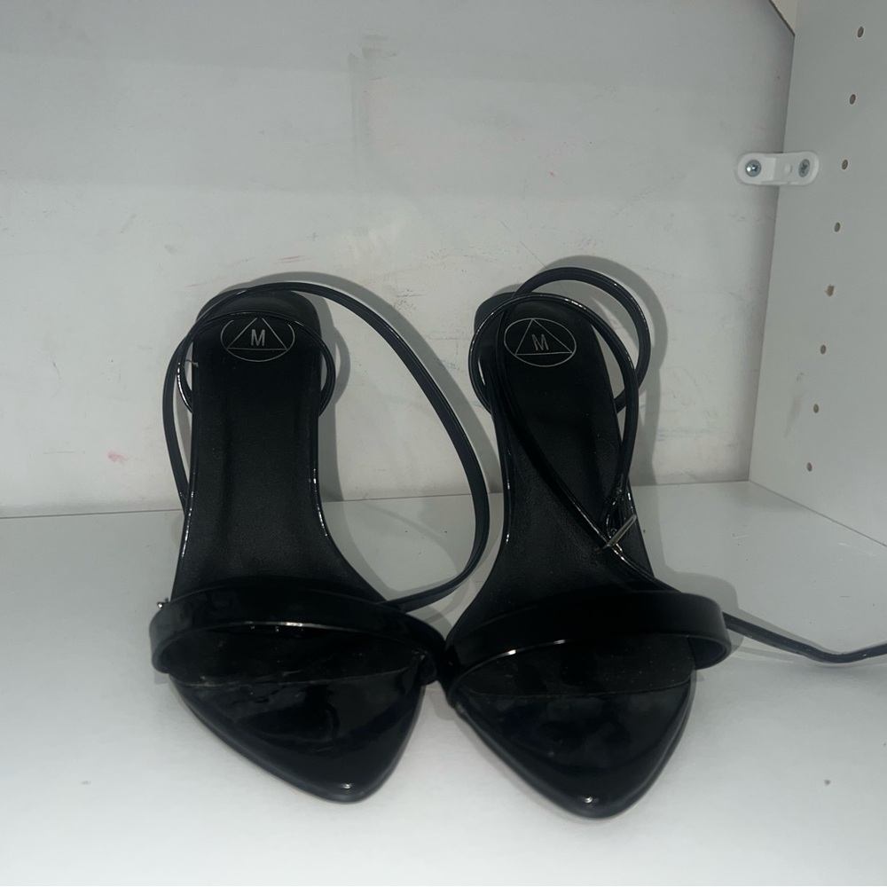 Fashion Nova Black Stiletto Heels with Strappy Design